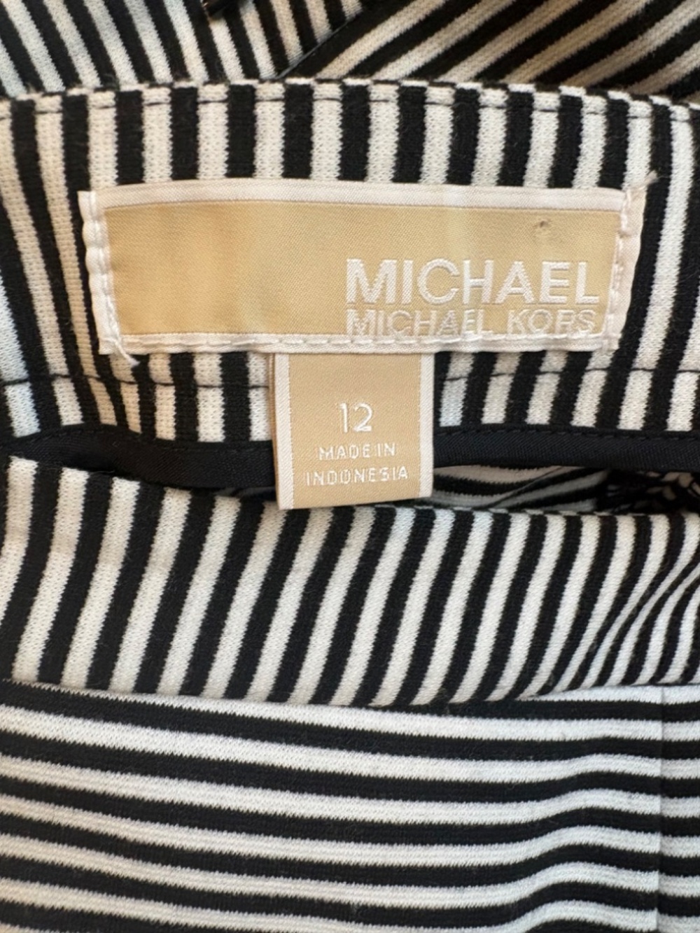 Michael Michael Kors Black & White Striped A-Line Skirt | Size 12 | Stretch Knit - Picture 3 of 3